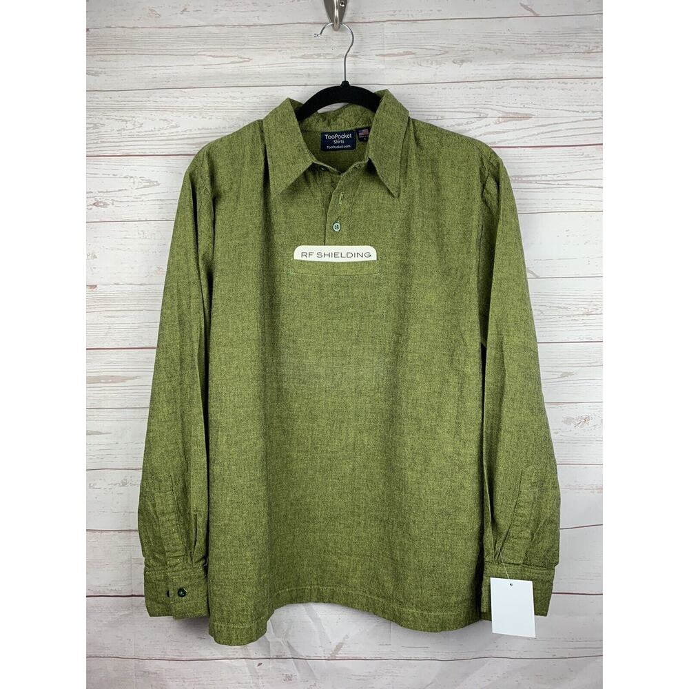 Unisex small olive green tunic shirt by TOO POCKET RF Shield‎